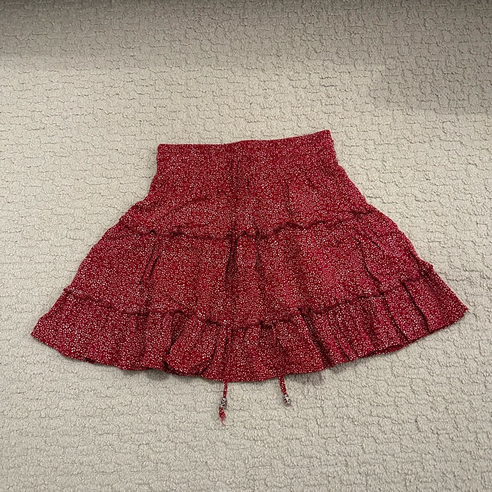 Princess Polly Red Ruffle Mini Skirt